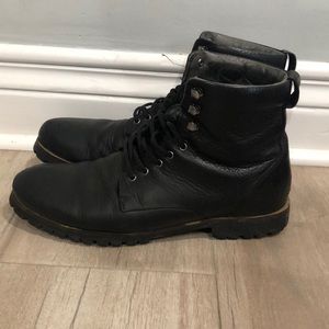 Leather black stone combat boots black color size 12